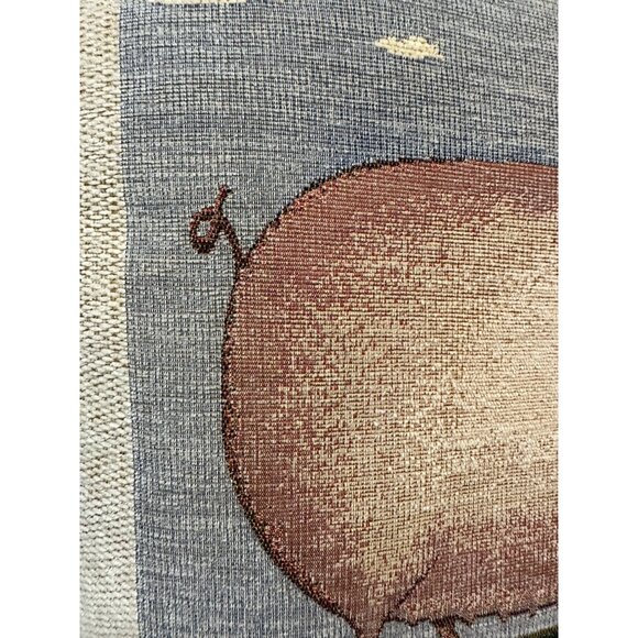 Two Farmyard Woven Decorative 18" Throw Pillows Sheep Pig Farmhouse Country EUC - Picture 6 of 13